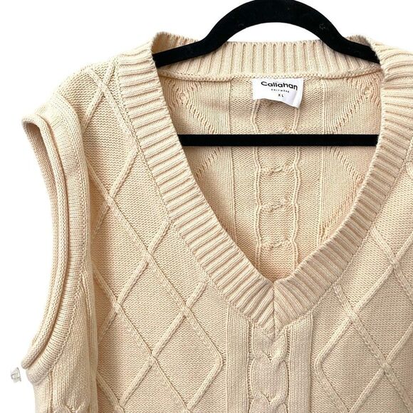 CALLAHAN KNITWEAR Chelle Cable Knit Sweater Vest Sz XL - Picture 4 of 5